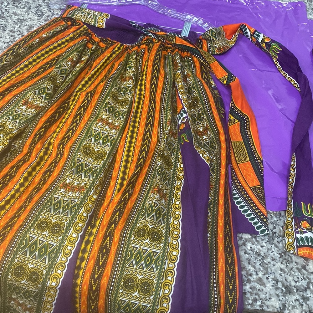 African Kente cloth maxi skirt & head wrap